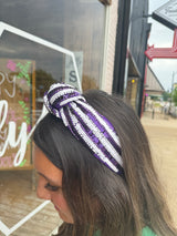 Purple & White Striped Headband