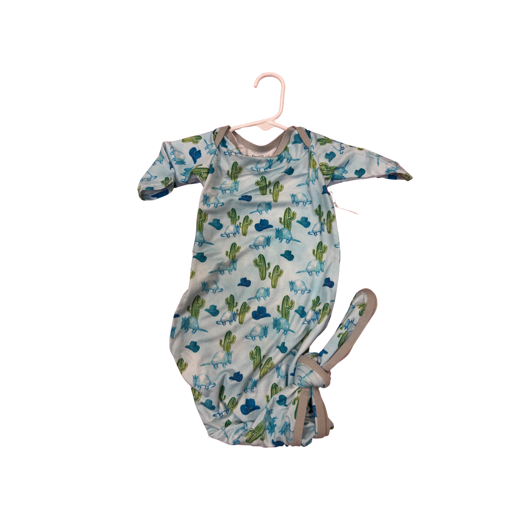 Blue Buckaroo Newborn Gown