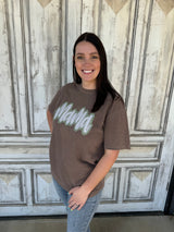 Double Stacked Mama Embroidered Tee