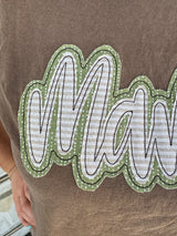 Double Stacked Mama Embroidered Tee
