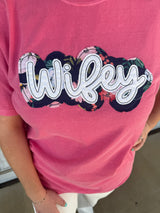 Double Stacked Wifey Embroidered Tee