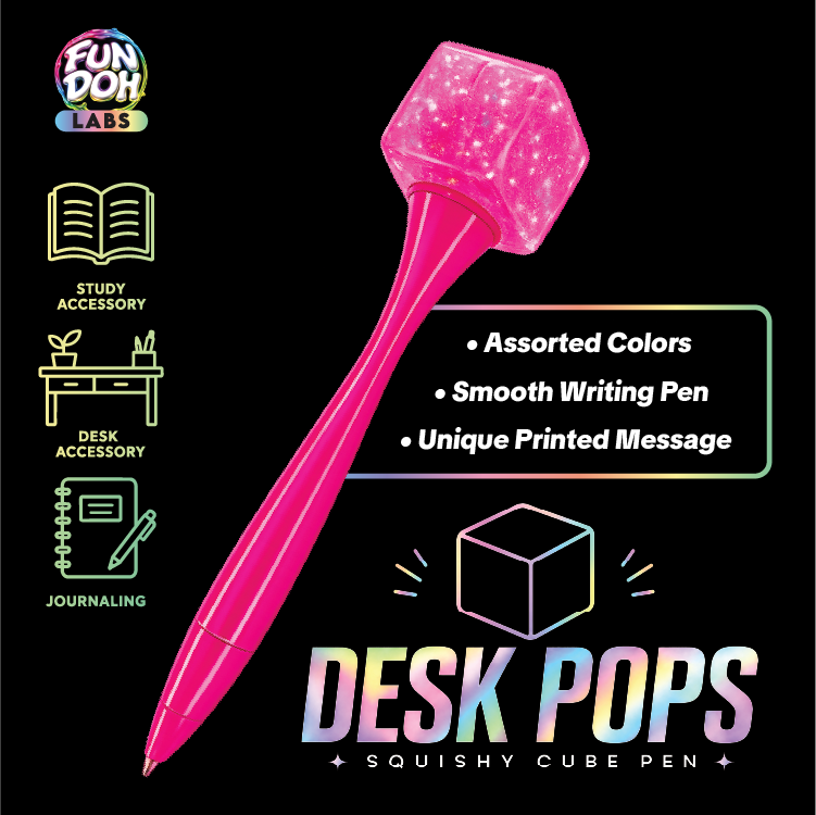 Fun Doh Desk Pops Squishy Cube Pen Assortment - 12/Display