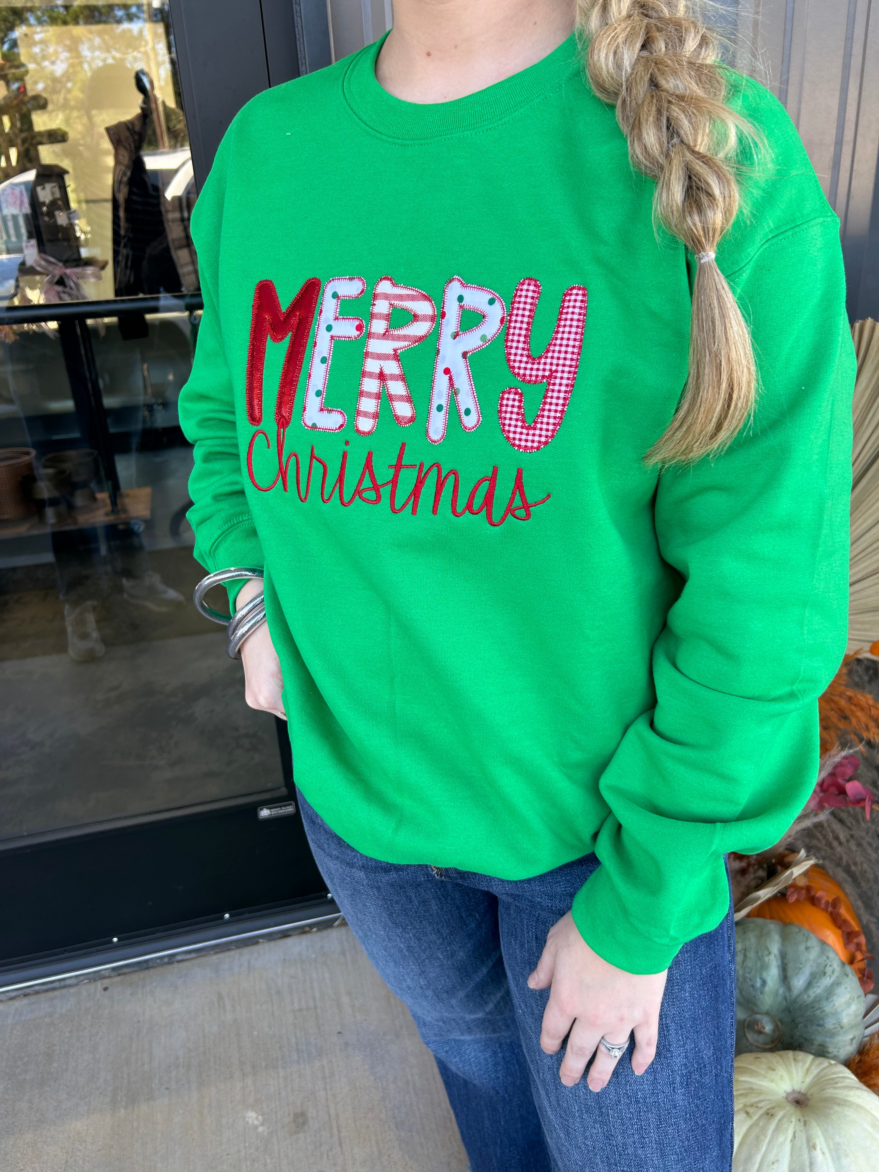 Merry Christmas Embroidered Crewneck