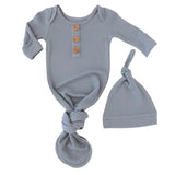 Bamboo Waffle Newborn Baby Knot Gown & Hat Set