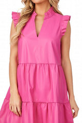 Tabitha Leather Dress PINK