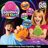 Fun Doh Fuzzy Face Squishy Sensory Toy Variety - 12/Display