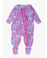 Rosy Ribbon Ruffle One Piece Footie PJs