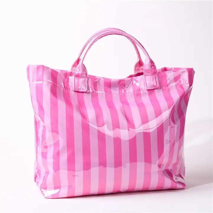 Striped Vinyl Tote Bags
