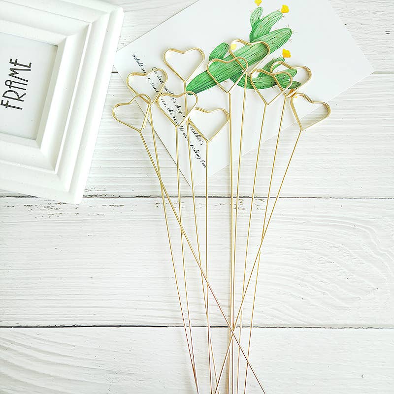 Card Holder Sticks - Metal, Heart and Round Shape