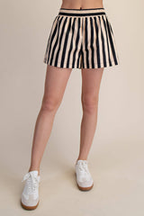 Audrey Striped Elastic Band Shorts
