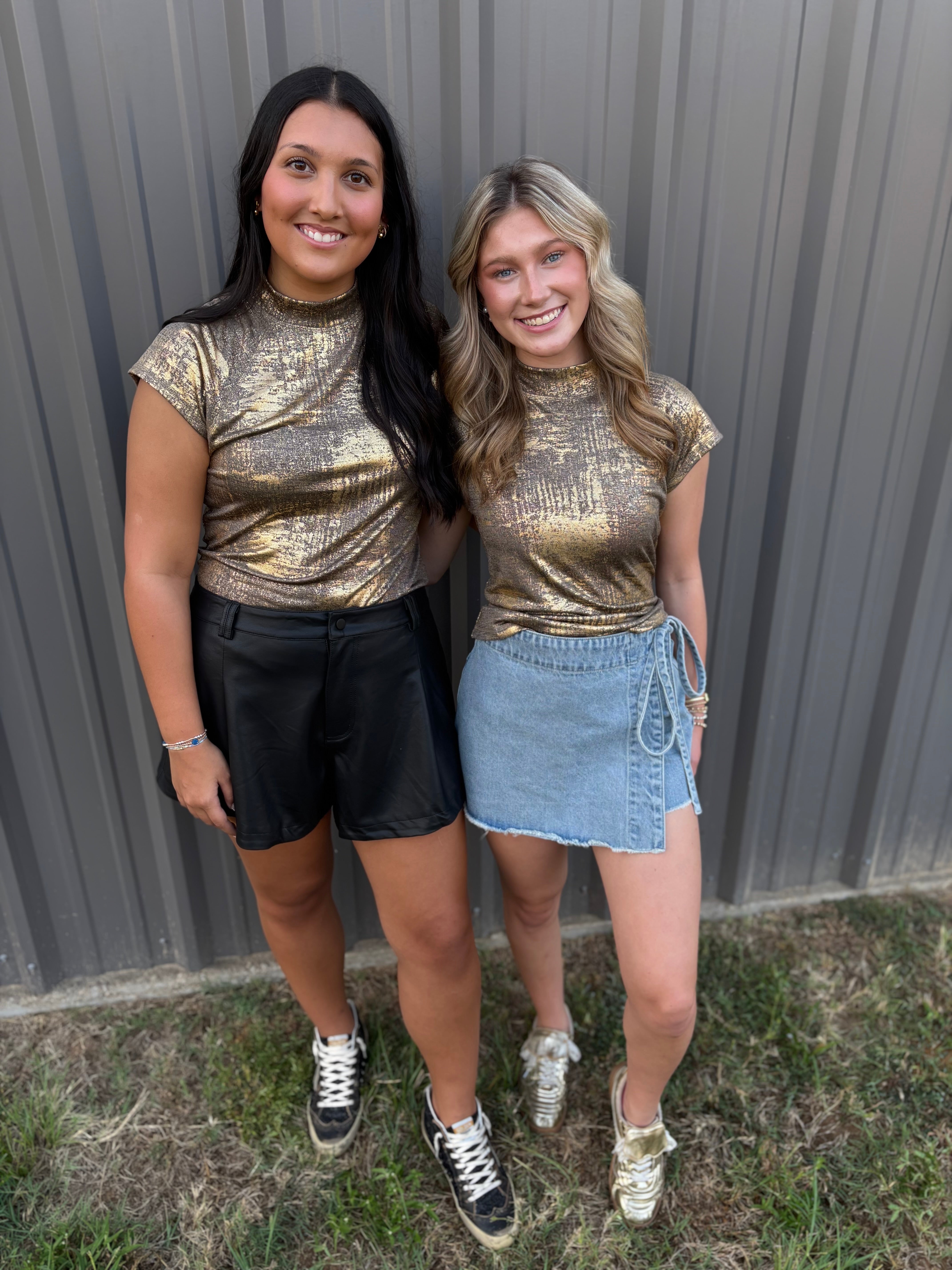 Metallic Mock Neck Top