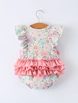 Pink Floral Sleeveless Romper