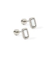 Linny Co Madison Silver Clear Screwback Earrings