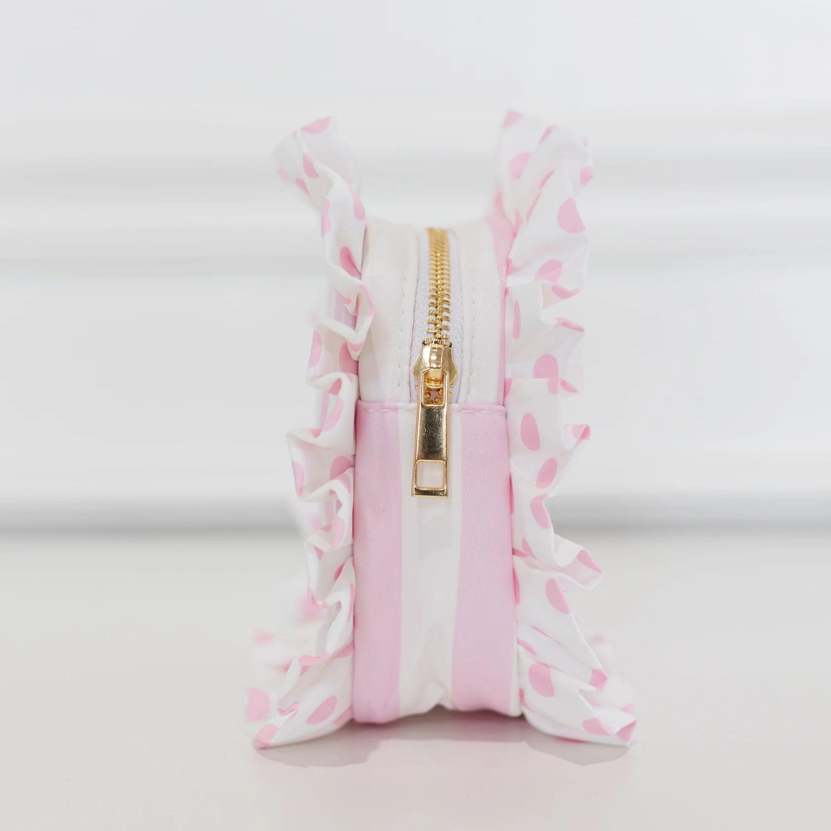 Pink Polka Striped Tech Pouch