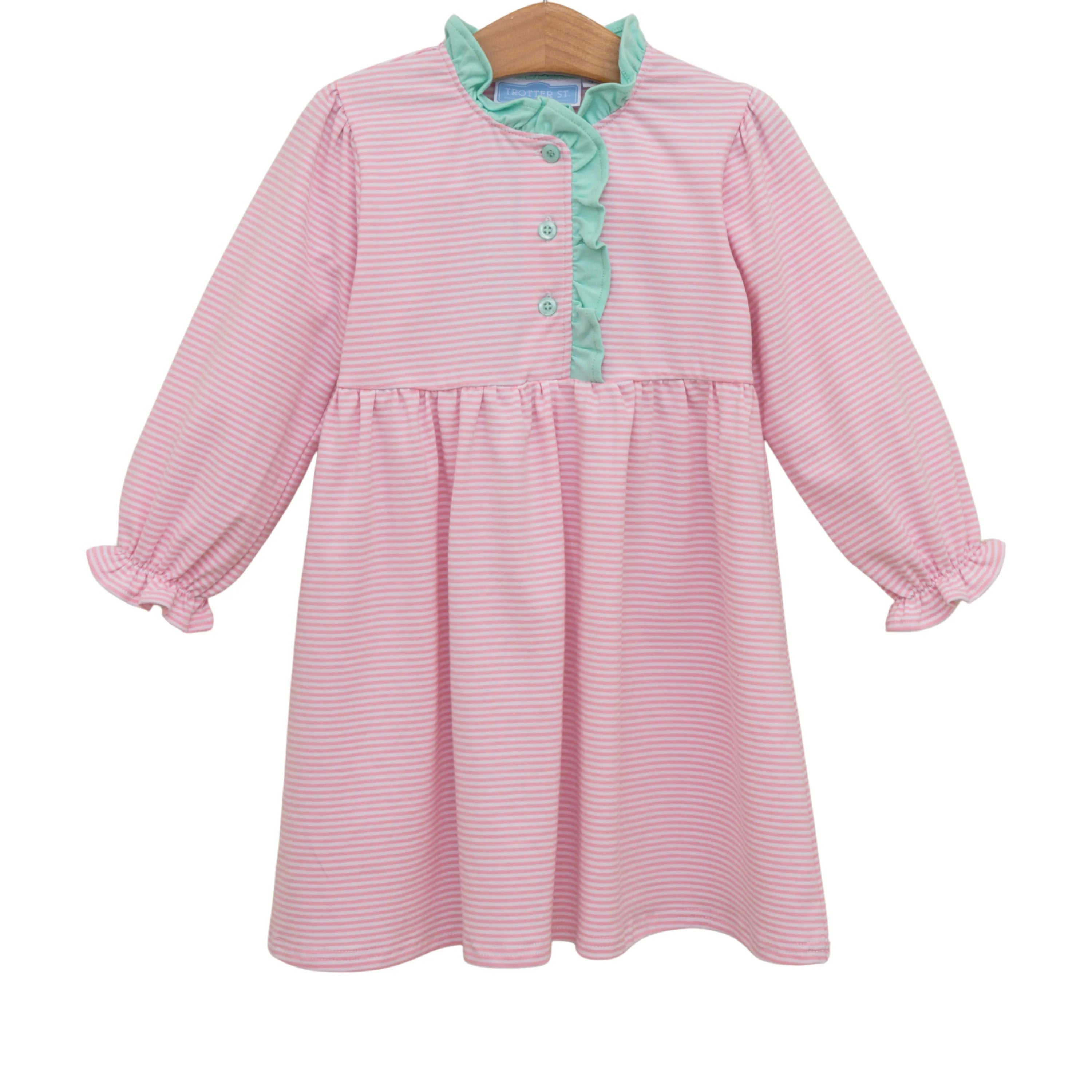 Scarlett Dress-Light Pink Stripe/Mint