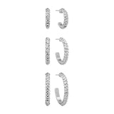 Silver Rhinestone Hoops Trio