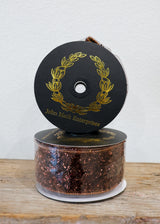 Confetti Sprinkle Trim Metallic Dupion Brown/Gold Ribbon
