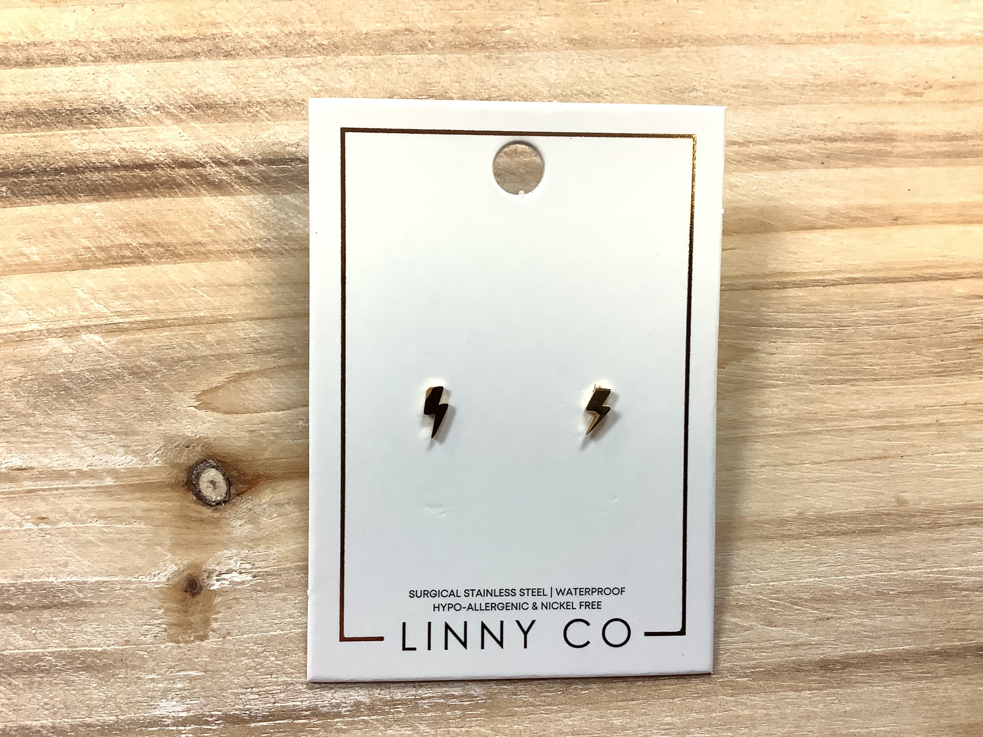 Linny Co Micro Lightening Bolt Earrings