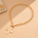 Gold Hammered Toggle Necklace