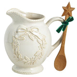 White Christmas Wreath Pitcher