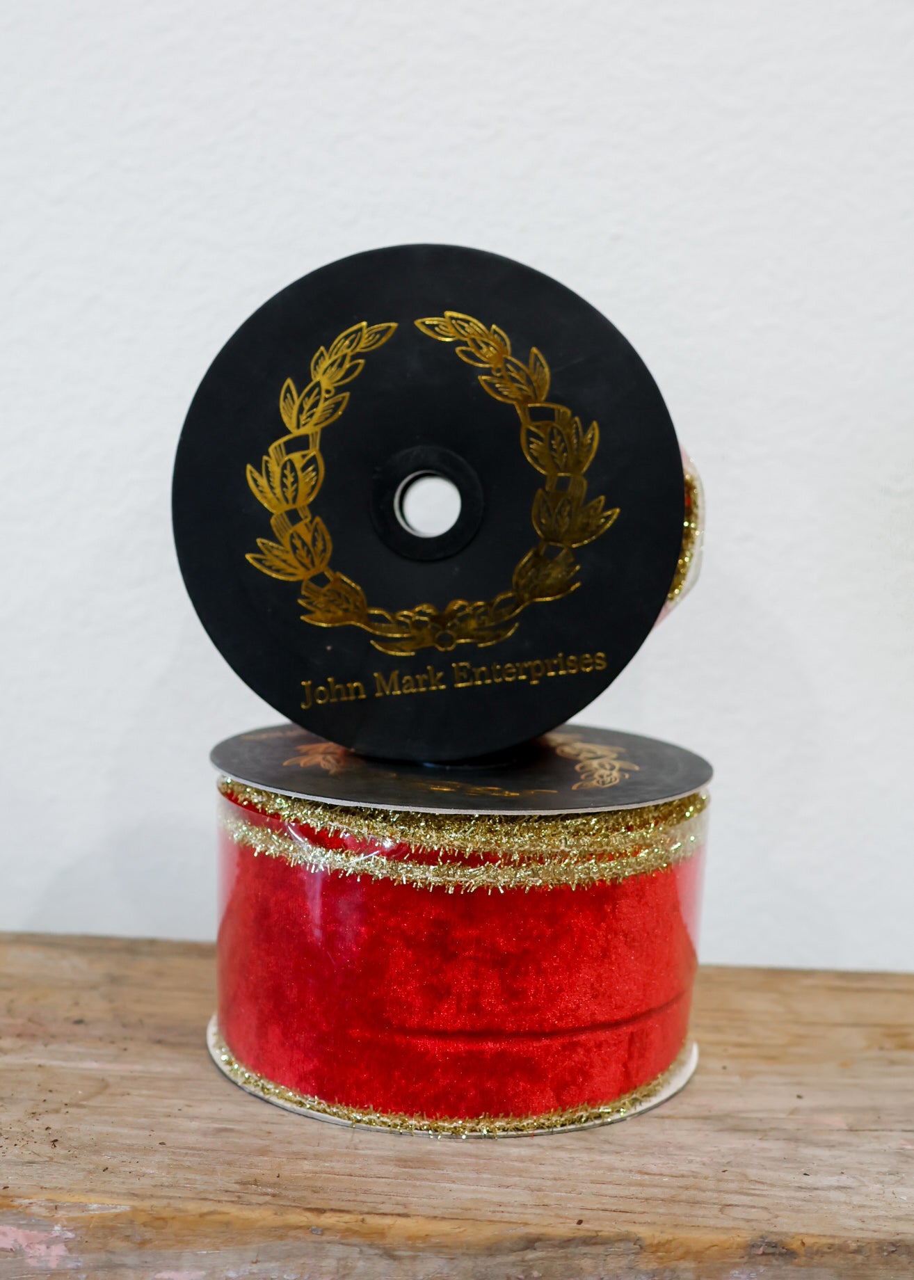 Velvet Metallic Dupion DBL Fused Tinsel Edge Red