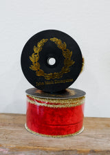 Velvet Metallic Dupion DBL Fused Tinsel Edge Red