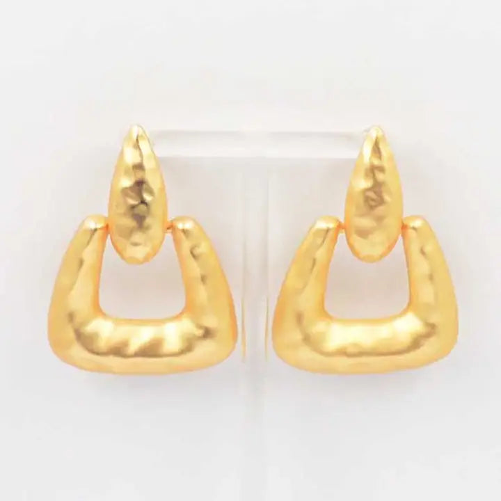 Hammered Chunky Gold Earrings