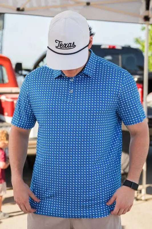 Performance Polo Texas Blue & White