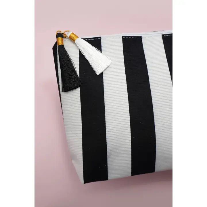Striped Tassel Makeup Pouch