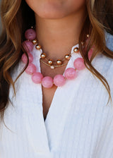 Pink Marble Beaded Necklace