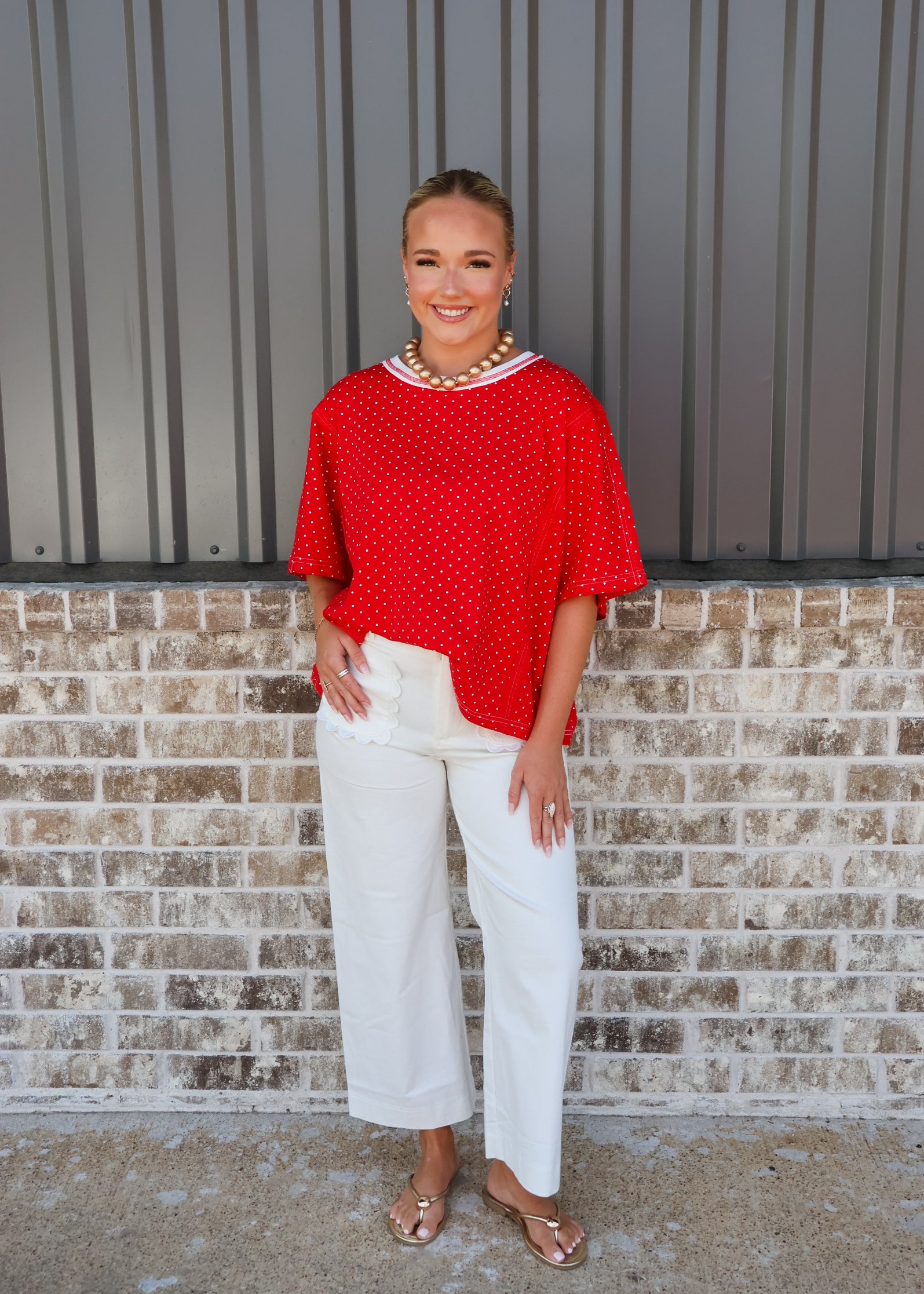 Colette Wide-Leg Scallop Pocket Pants