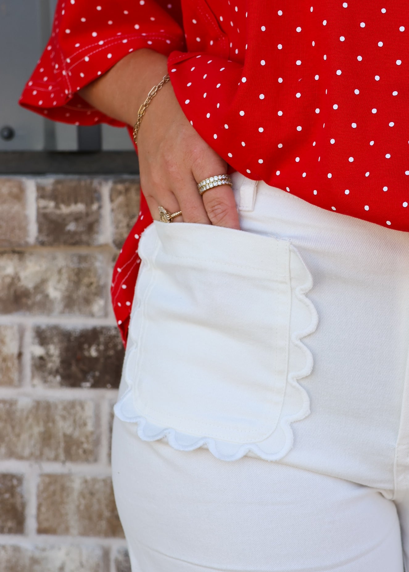 Colette Wide-Leg Scallop Pocket Pants