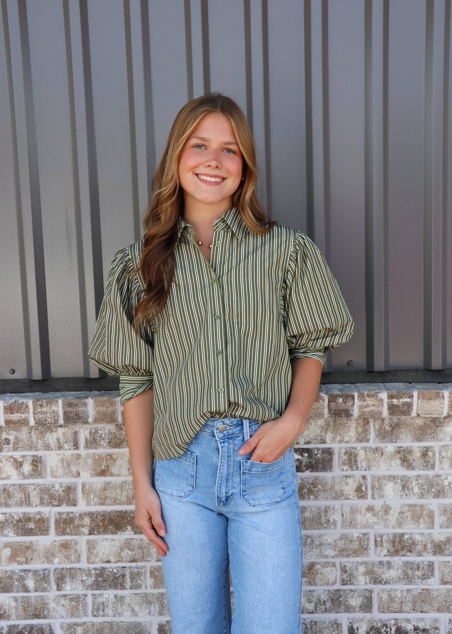 Grace Striped Button Down Cropped Shirt