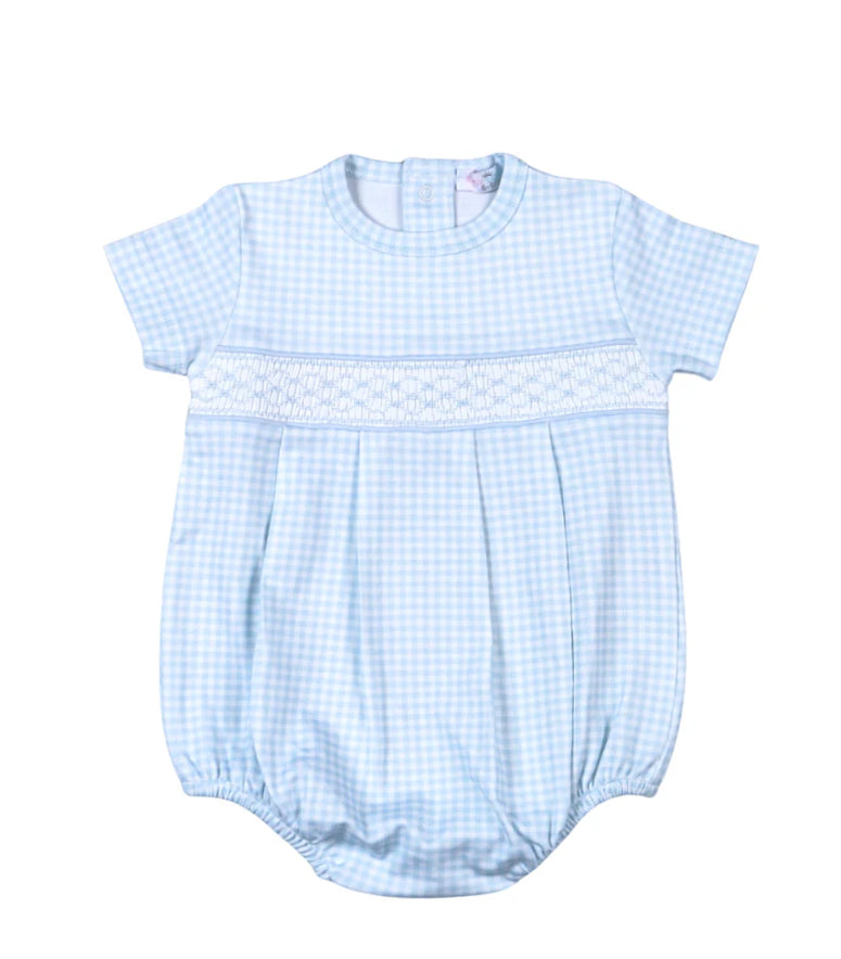 Gingham Hand Smocked Bubble Onesie
