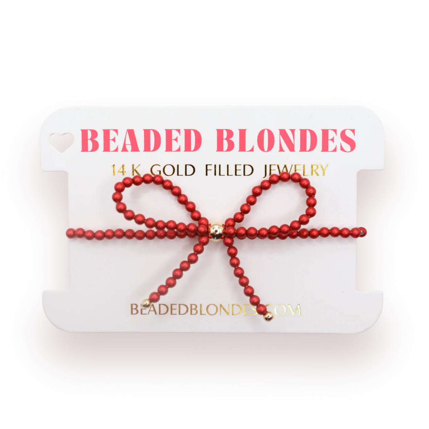 BB Red Pearl Beaded Bow Bracelet