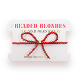 BB Red Pearl Beaded Bow Bracelet