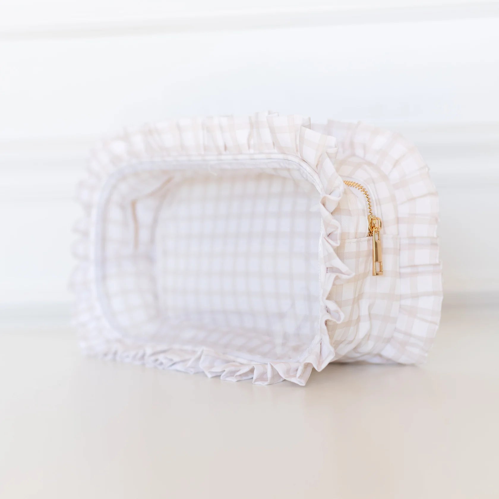 Ruffled Nylon Large Clear Pouch