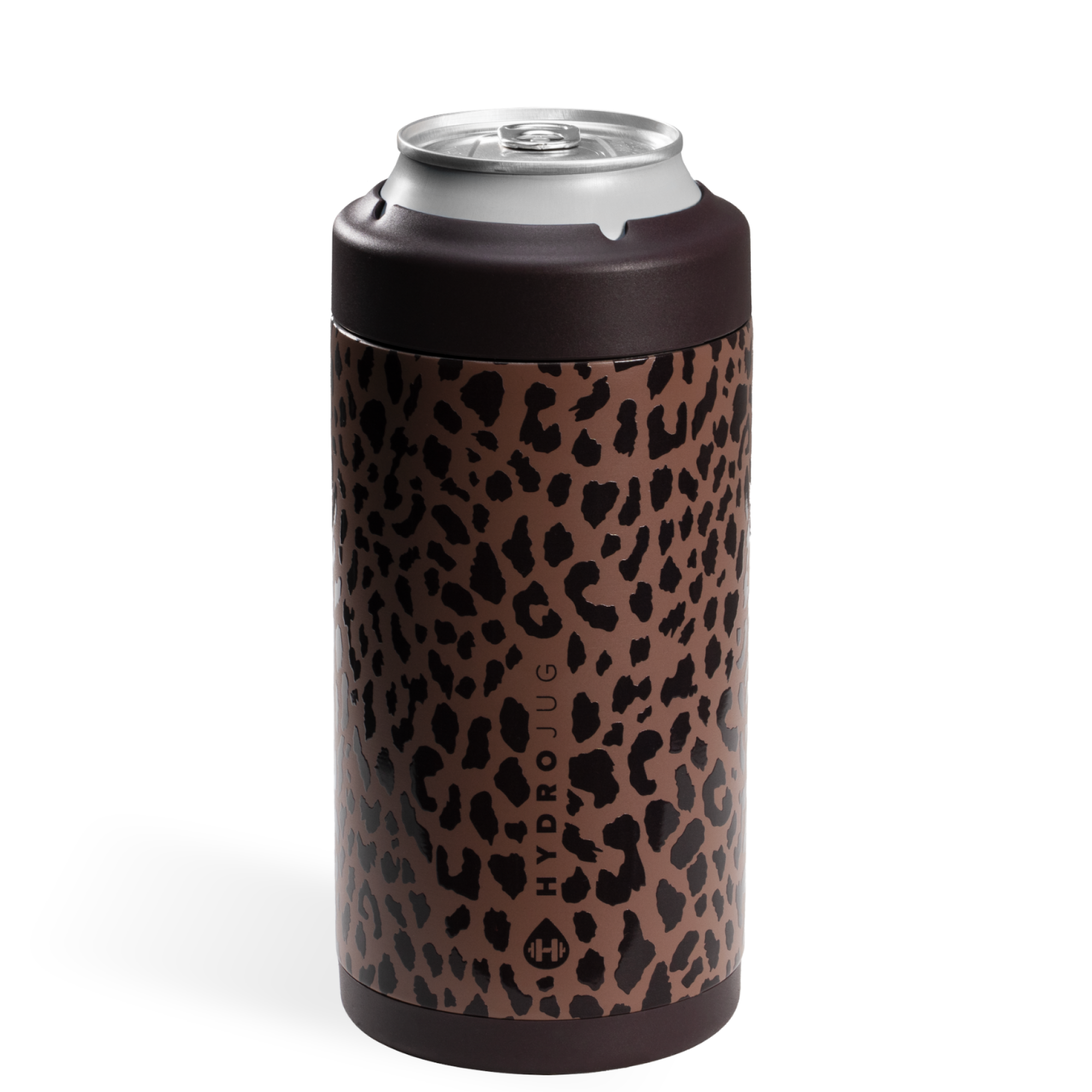 Brown Leopard HydroJug 16 oz Can Cooler