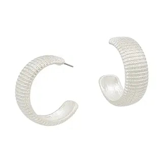 Silver Ribbed 1.25” Hoops