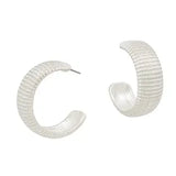 Silver Ribbed 1.25” Hoops