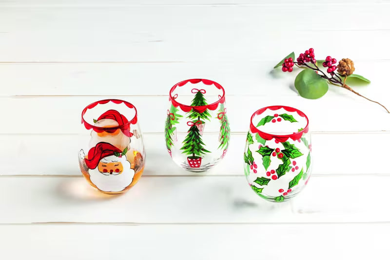Christmas Painted Wine Glasses