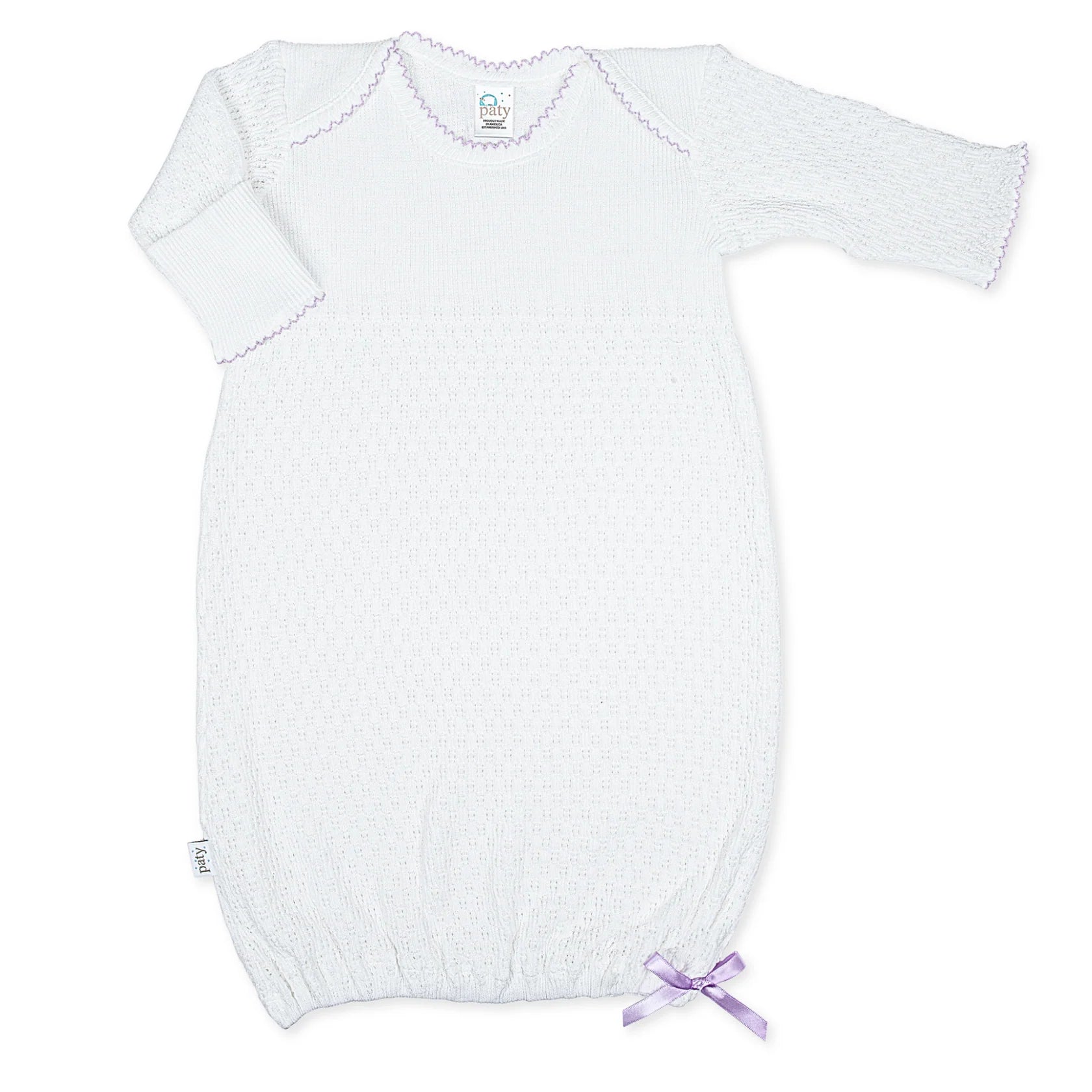Paty Knit Gown Lavender With Bow