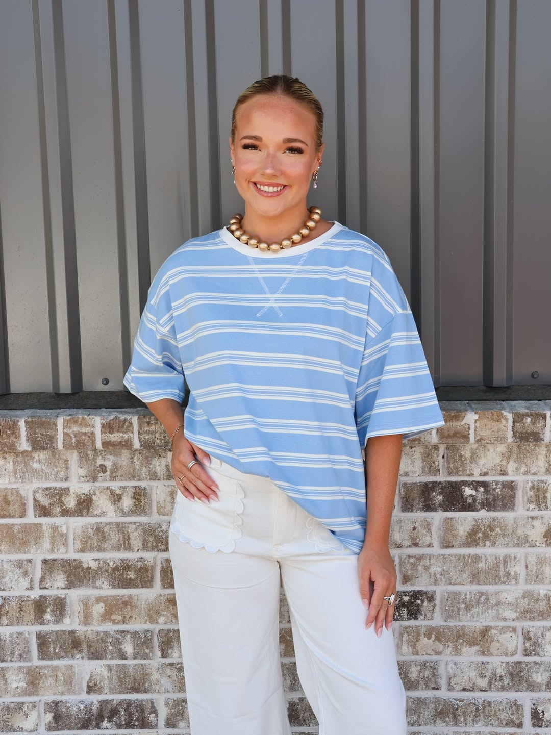 Americana Striped Oversized Tee