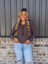 Janey Mocha Striped Top