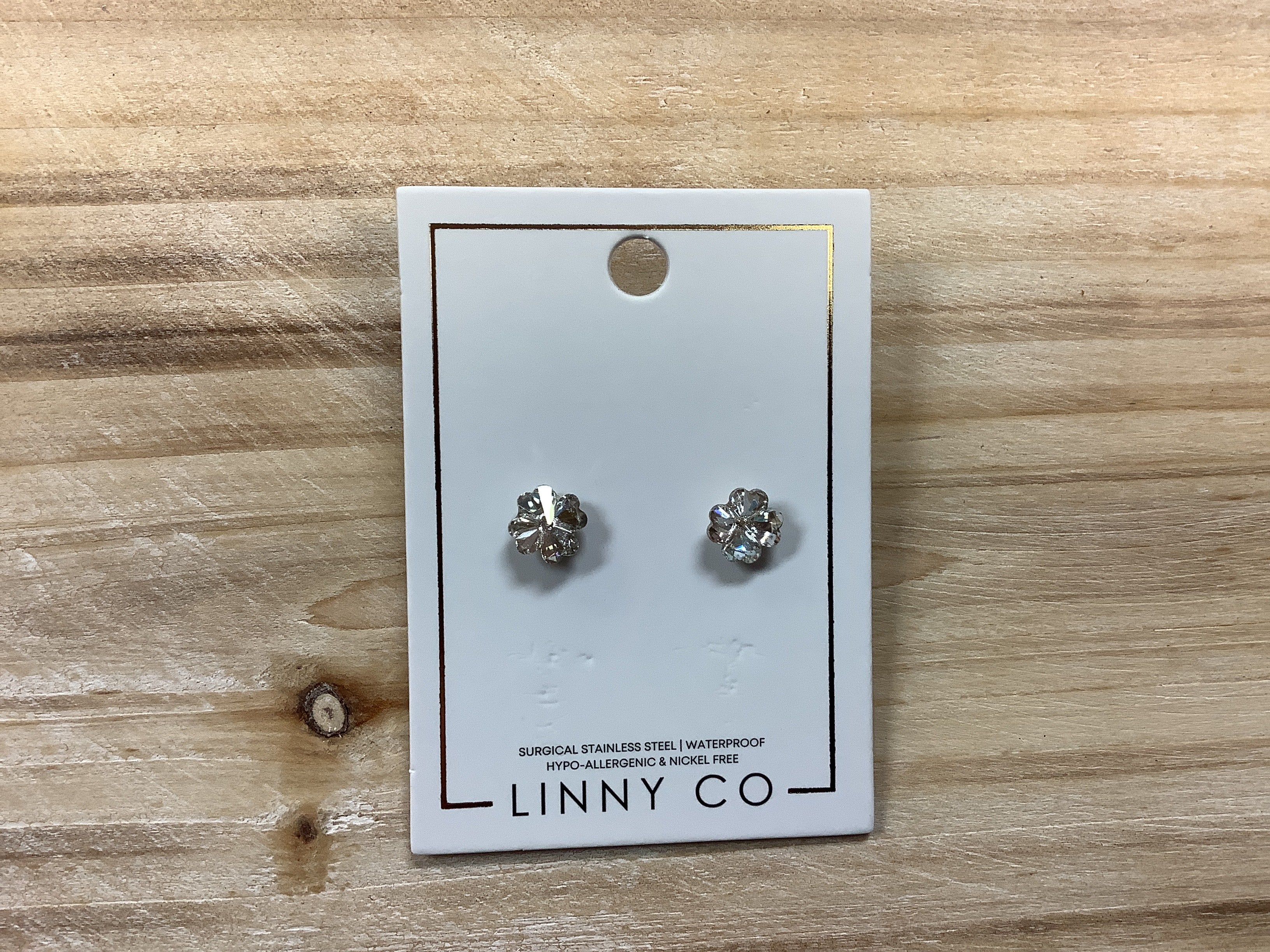 Linny Co Candy Clover Clear Earrings