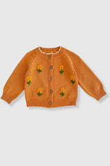 Flower Embroidered Knit Cardigan