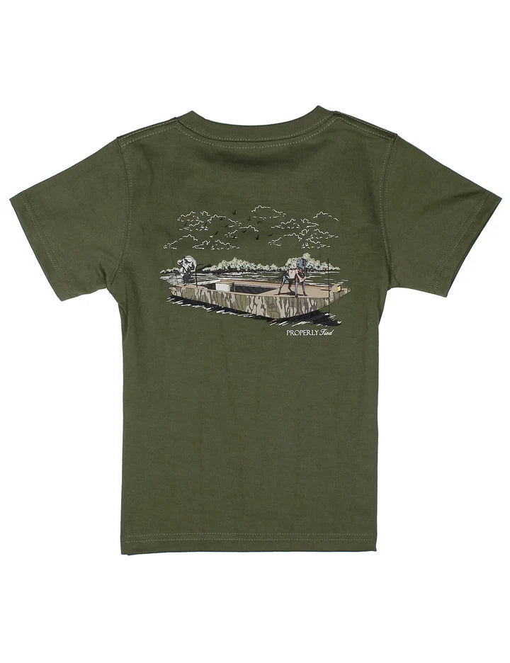 Boys Mossy Oak Boat Ride SS Olive