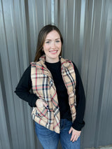 Plaid puffer vest