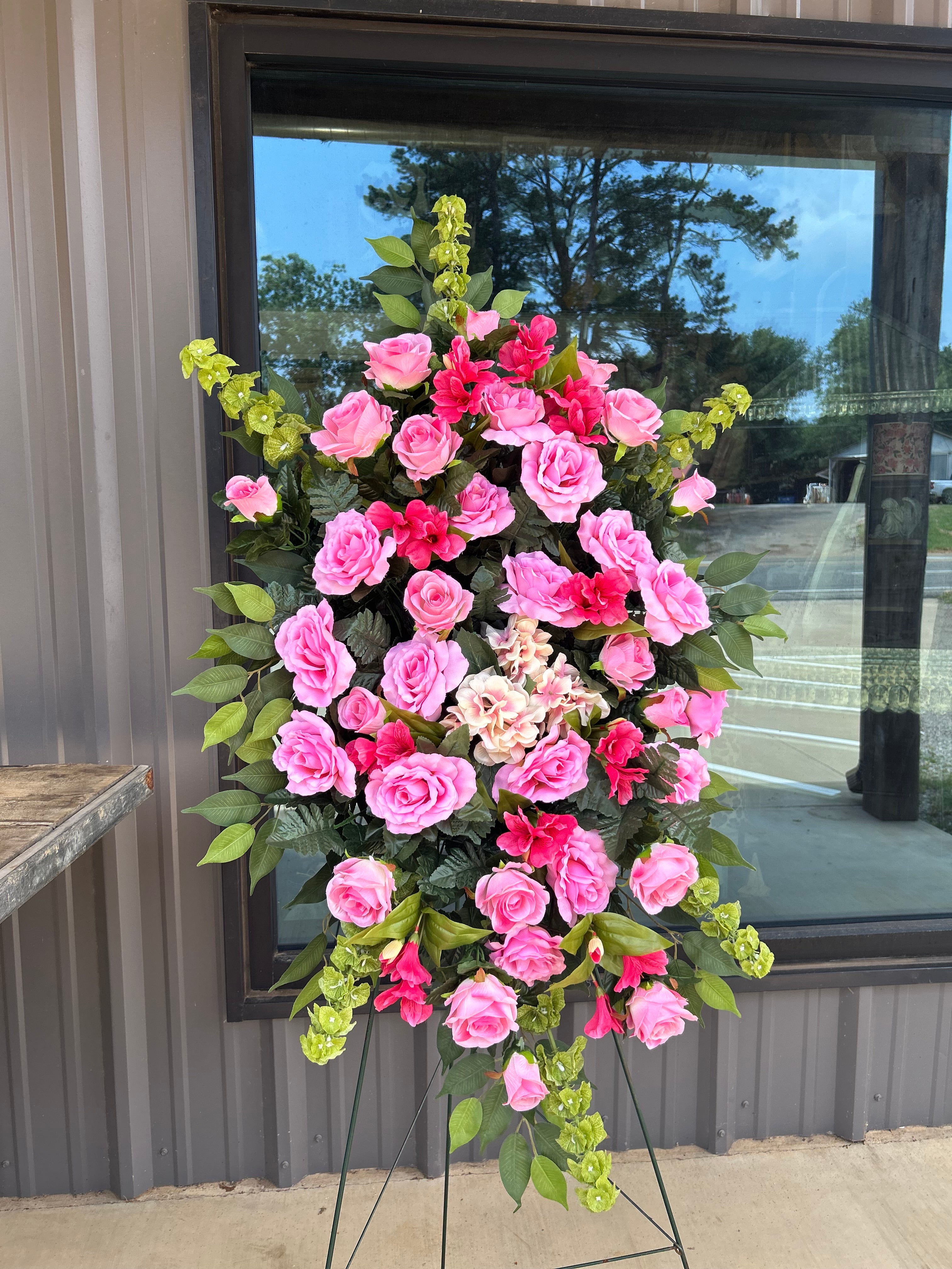 Pink Silk Flower Easel