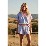 Striped Zip-Up Top and Shorts Set